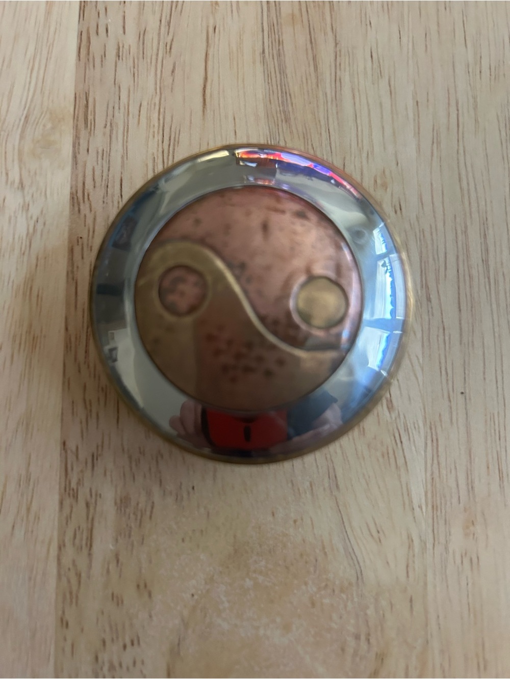 Source Unknown Copper and Silver Yin Yang Accent Medallion